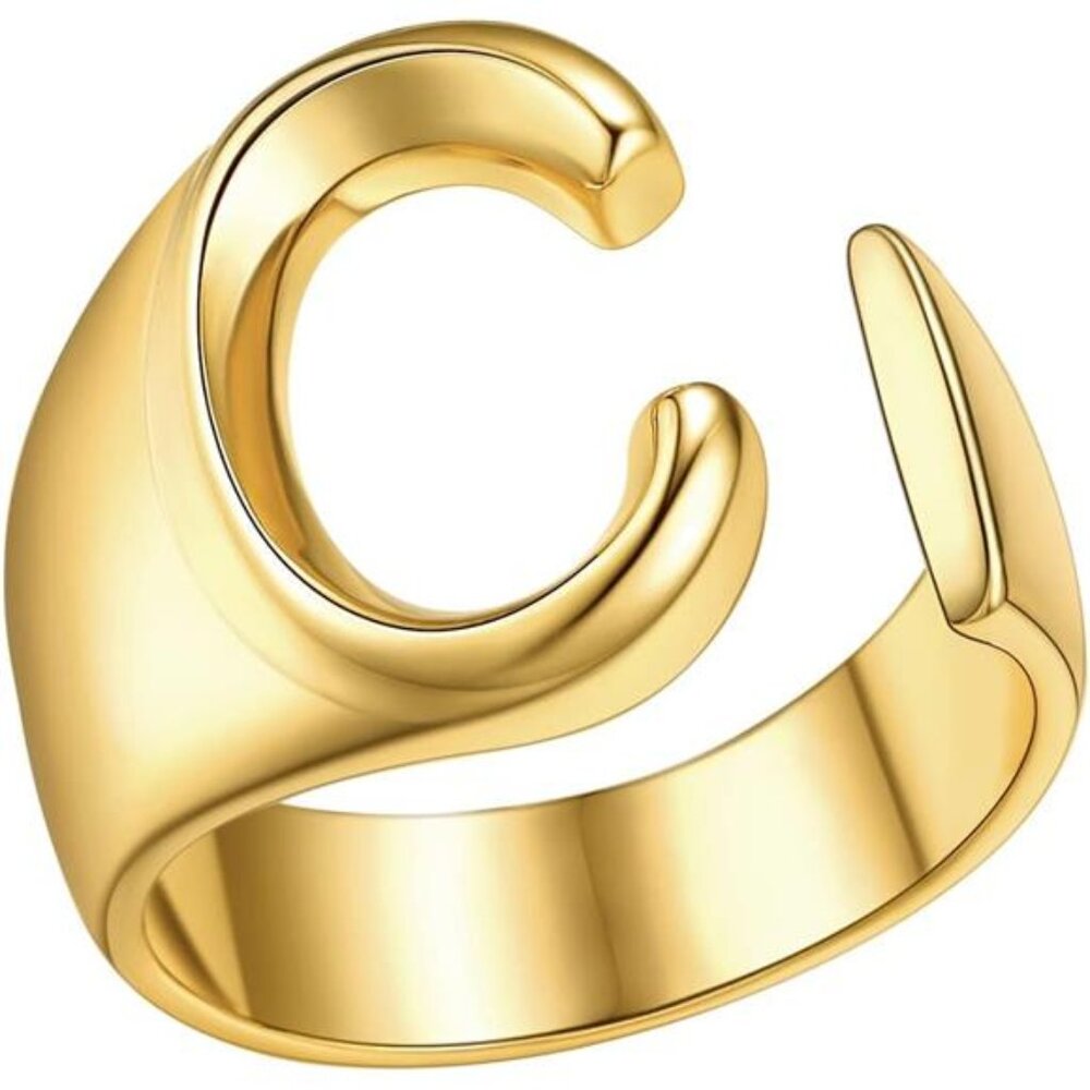 Initial C Ring Statement 18k Gold Plated Fashion … - image 1